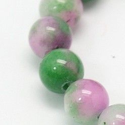 Colorido Jade Hebras de Cuentas, jade blanco natural, teñido, rondo, colorido, 8 mm, agujero: 1 mm, sobre 51 unidades / cadena, 15.7 pulgada
