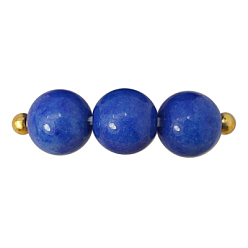 Blue Natural Mashan Jade Round Beads Strands, Dyed, Blue, 12mm, Hole: 1mm, about 34pcs/strand, 15.7 inch