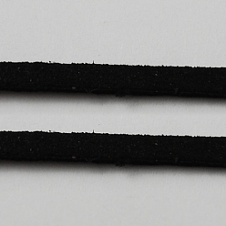 Noir Fil de daim, cordon suede, dentelle de faux suède, avec la poussière d'or, noir, 3x1 mm, environ 100 verges / rouleau (300 pieds / rouleau)