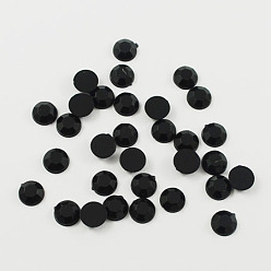 Black Transparent Acrylic Rhinestone Cabochons, Flat Back & Back Plated, Faceted, Half Round, Black, 12x4mm, about 1000pcs/bag