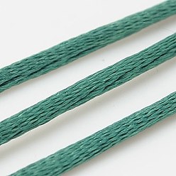 Verde azulado Cuerda de nylon, cordón de cola de rata de satén, para hacer bisutería, anudado chino, cerceta, 2 mm, aproximadamente 50 yardas / rollo (150 pies / rollo)