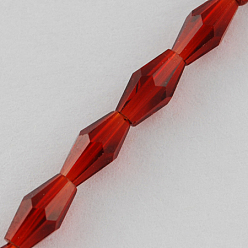 Dark Red Glass Beads Strands, Faceted, Bicone, Dark Red, 8x4x4mm, Hole: 1mm