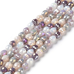Thistle Electroplated Glass Beads Strands, Faceted Teardrop, Thistle, 4.5~5x4mm, Hole: 0.8mm, about 100pcs/strand, 18.31~18.70''(46.5~47.5cm)