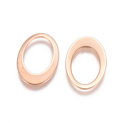 Oro Rosa 201 de acero inoxidable que une los anillos, oval, oro rosa, 18x12x1 mm, tamaño interno: 13x8 mm
