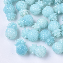 Turquoise Pâle Perles de corail synthétiques, teint, jade d'imitation, ananas, turquoise pale, 16x11mm, Trou: 1.6mm