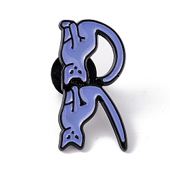 Letter R Cat Initial Letter Enamel Pin, Electrophoresis Black Alloy Cartoon Brooch for Backpack Clothes, Letter.R, 30x25.5x2mm, Pin: 1.2mm