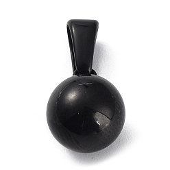 Black Ion Plating(IP) 201 Stainless Steel Charms, Round Charms, Black, 11x8mm, Hole: 2.5x5.5mm