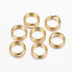 Oro 304 anillos partidos de acero inoxidable, anillos de salto de doble bucle, dorado, 8x1.5 mm, diámetro interior: 6.5 mm, alambre simple: 0.75 mm
