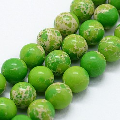 Лайм Синтетические имперские нитки из бисера яшмы, окрашенные, круглые, желто-зеленые, 8 мм, отверстие : 0.8 мм, около 47 шт / нитка, 14.96 дюйм (38 см)