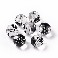 Noir Perles lampwork, perles au chalumeau, faits à la main, rond aux champignons, noir, 11.5mm, Trou: 1.5mm