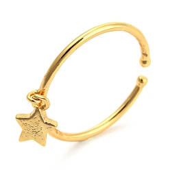 Oro Anillos de puño de latón chapado en rack, larga duración plateado, anillo de dedo con dije de estrella, anillo fino apilable para mujer, dorado, tamaño de EE. UU. 6 3/4 (17.1 mm), 1.3 mm