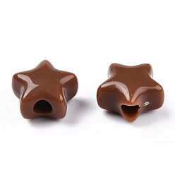Saddle Brown Opaque Acrylic Beads, Star, Saddle Brown, 9x9.5x5.5mm, Hole: 2.5mm, about 2050pcs/500g