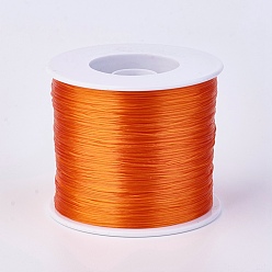 Naranja Oscura Cuerda de cristal elástica plana, hilo de cuentas elástico, para hacer la pulsera elástica, naranja oscuro, 0.7 mm, aproximadamente 546.8 yardas (500 m) / rollo