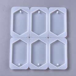 White Silicone Molds, Pendant Resin Casting Molds, For UV Resin, Epoxy Resin Jewelry Making, Hexagon, White, 211x190x12mm, Hole: 5.5mm, 6pcs/set