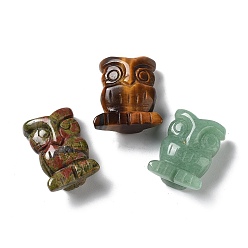 Piedra Mixta Figuras curativas de búho de piedra mixta natural., decoraciones de exhibición de piedra de energía reiki, para el hogar adorno de feng shui, 19~19.5x10.5~11x26~26.5 mm