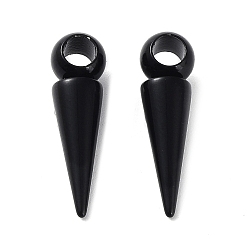 Black 304 Stainless Steel Pendants, Cone Charm, Black, 21x5.5mm, Hole: 3.2mm