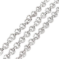 Stainless Steel Color 304 Stainless Steel Rolo Chains, Belcher Chain, Textured, with Spool, Unwelded, Stainless Steel Color, 5.5x1.5mm, about 32.81 Feet(10m)/Roll