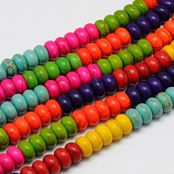 Mixed Color Synthetic Turquoise Beads Strands, Dyed, Rondelle, Mixed Color, 6x4mm, Hole: 1mm, about 88~90pcs/strand, 15 inch
