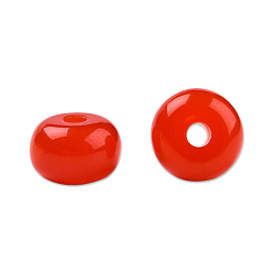 Red Resin Beads, Imitation Jade, Flat Round, Red, 8x4.5mm, Hole: 1.6~1.8mm