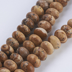 Picture Jasper Natural Picture Jasper Beads Strands, Rondelle, 8x5~5.5mm, Hole: 0.8mm, about 70~74pcs/strand, 14.8  inch~15.3 inch(37.5~39cm)
