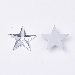 Clear Plastic Cabochons, Star, Clear, 13x14x1.5mm, about 2000pcs/bag