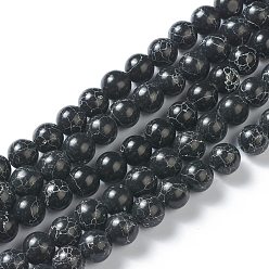 Noir Perles synthétiques turquoise brins, teint, ronde, noir, 8mm, Trou: 1.4mm, Environ 48 pcs/chapelet, environ 15 pouce