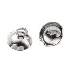 Stainless Steel Color 304 Stainless Steel Bead Cap Bails, Half Round, Stainless Steel Color, 7.5x10mm, Hole: 2.5mm