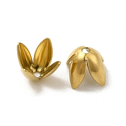 Золотой 304 из нержавеющей стали шарик крышки, 4--лепесток, цветок, золотые, 9x9x6.5 мм, отверстие : 1.4 мм