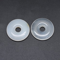 Natural Agate Natural Agate Pendants, Donut/Pi Disc, Donut Width: 13mm, 34x5~6mm, Hole: 8mm