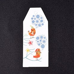 Colorido Etiquetas de regalo de papel, etiquetas de suspensión, para manualidades, para la Navidad, con motivo de pájaros, colorido, 60x25x0.3 mm, agujero: 3 mm