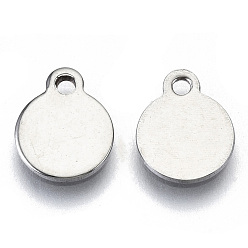 Stainless Steel Color 201 Stainless Steel Charms, Laser Cut, Stamping Blank Tag, Flat Round, Stainless Steel Color, 10x8x1mm, Hole: 1.4mm