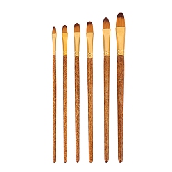 Sandy Brown Filbert Brushes 6Pcs Painting Brush, Nylon Hair Brushes with Wood Handle, for Watercolor Painting Artist Professional Painting, Sandy Brown, 26x9cm