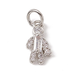 Platinum Brass Micro Pave Cubic Zirconia Charms, with Jump Rings, Boy Charms, Platinum, 12.5x6.5x2.5mm, Hole: 3.4mm