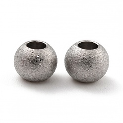 Color de Acero Inoxidable 201 bolas de acero inoxidable, rondo, color acero inoxidable, 6x4.5 mm, agujero: 2.5 mm