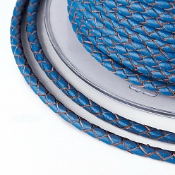 Bleu Cordon de vache tressé, cordon de bijoux en cuir , bricolage bijoux matériau de fabrication, bleu, 3mm, environ 5.46 yards (5m)/rouleau