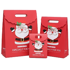 Santa Claus Бумажные пакеты, подарочные пакеты, сумки для покупок, для рождественской вечеринки сумки, прямоугольные, Санта-Клаус фон, 190x90x270 мм
