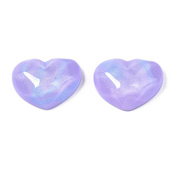 Medium Purple Transparent Resin Cabochons, Water Ripple, Heart, Medium Purple, 17x21x7.5mm