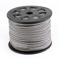 Серый Замша Faux шнуры, искусственная замшевая кружева, серые, 1/8 дюйм (3 мм) x 1.5 мм, около 100 ярдов / рулон (91.44 м / рулон), 300 фут / рулон