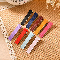 Random Color Alloy Alligator Hair Clip, with Wrap Cloth, Hair Accessories for Girls, Rectangle, Random Single Color or Random Mixed Color, 35mm, about 100pcs/bag