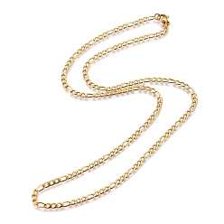 Золотой 304 из нержавеющей стали Figaro цепи ожерелья, с карабин-лобстерами , золотые, 19.6 дюйм (50 см), 3 мм