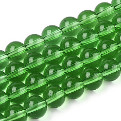 Verde Cuentas de vidrio transparentes, rondo, verde, 8~8.5 mm, agujero: 1.5 mm, sobre 51~53 unidades / cadena, 14.96 pulgada ~ 15.55 pulgada (38~39.7 cm)