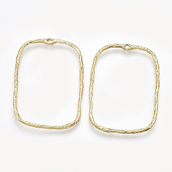 Real 18K Gold Plated Brass Open Back Bezel Pendants, For DIY UV Resin, Epoxy Resin, Pressed Flower Jewelry, Rectangle, Real 18K Gold Plated, 44x31.5x2mm, Hole: 1.5mm