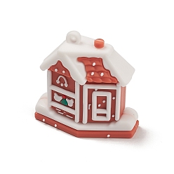 Дом Большие подвески в рождественском стиле из ПВХ, дом, 40.5x41.5x21 мм, отверстие : 3 мм