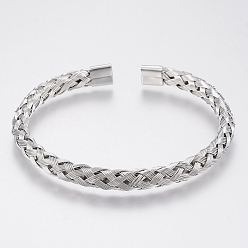 Couleur Acier Inoxydable 304 manchette en acier inoxydable bracelets bracelets de couple, couleur inox, 55x60 mm (2-1/8 pouces x 2-3/8 pouces)