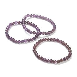Amethyst Natural Amethyst Beaded Stretch Bracelets, Round, Beads: 6~6.5mm, Inner Diameter: 2-1/4 inch(5.55cm)