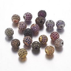 Couleur Mélangete Micro en laiton pavent des perles cubes de zircone, ronde, couleur mixte, 6mm, Trou: 1mm