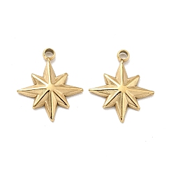Golden Ion Plating(IP) 304 Stainless Steel Glaze Manual Polishing Charms, Star, Golden, 11.5x10x1.7mm, Hole: 1.2mm