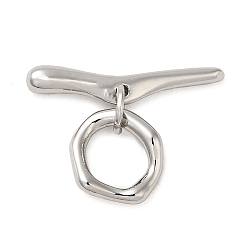 Real Platinum Plated Brass Toggle Clasps, Ring, Real Platinum Plated, Ring: 12.5x11.5x2mm; Bar: 24x5x3.5, Hole: 1.2mm
