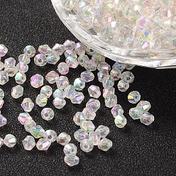 Clear AB Bicone AB Color Plated Eco-Friendly Transparent Acrylic Beads, Clear AB, 6x6mm, Hole: 1mm, about 6250pcs/500g