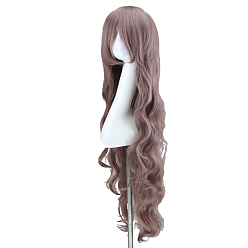 Rosy Brown Cosplay Party Wigs, Synthetic Wigs, Heat Resistant High Temperature Fiber, Long Wave Curly Wigs for Women, Rosy Brown, 39.3 inch(100cm)